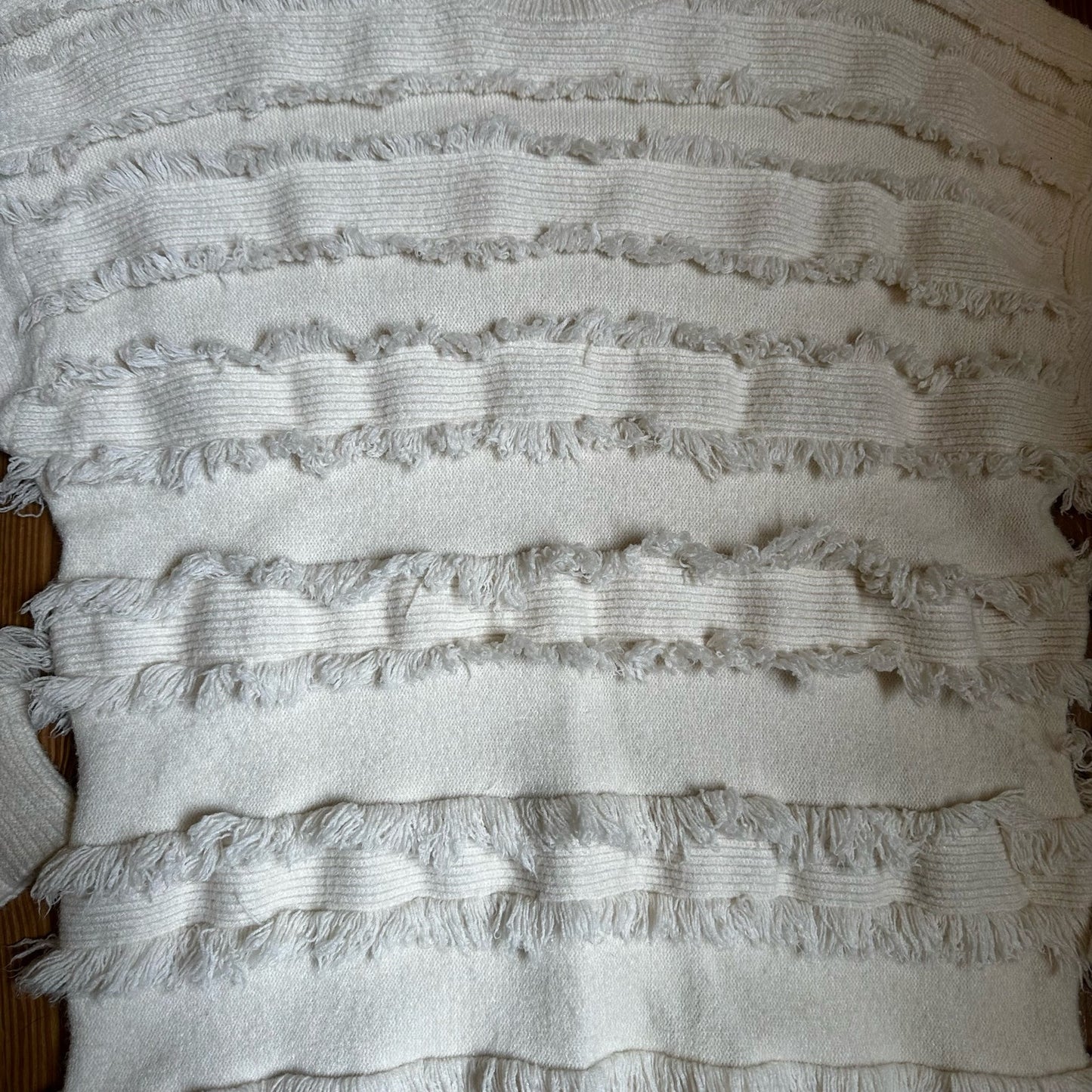 AndTheWhy cream layered fringe mock neck sweater SIZE M/L