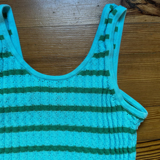 Talbots blue green striped knit cropped tank SIZE XL