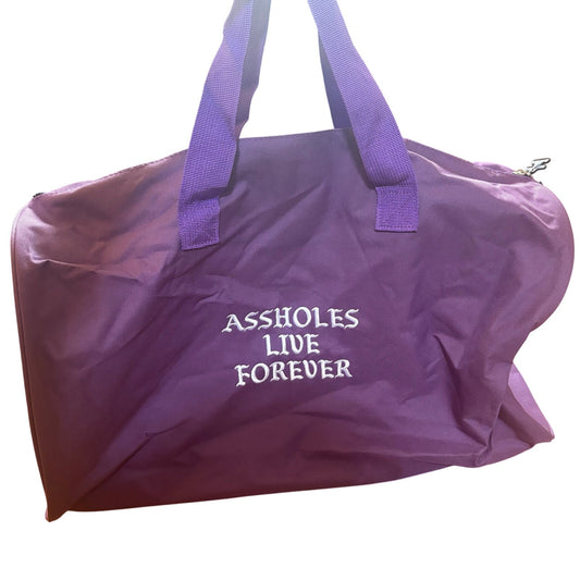 A**holes Live Forever purple Emotional Baggage large duffle bag