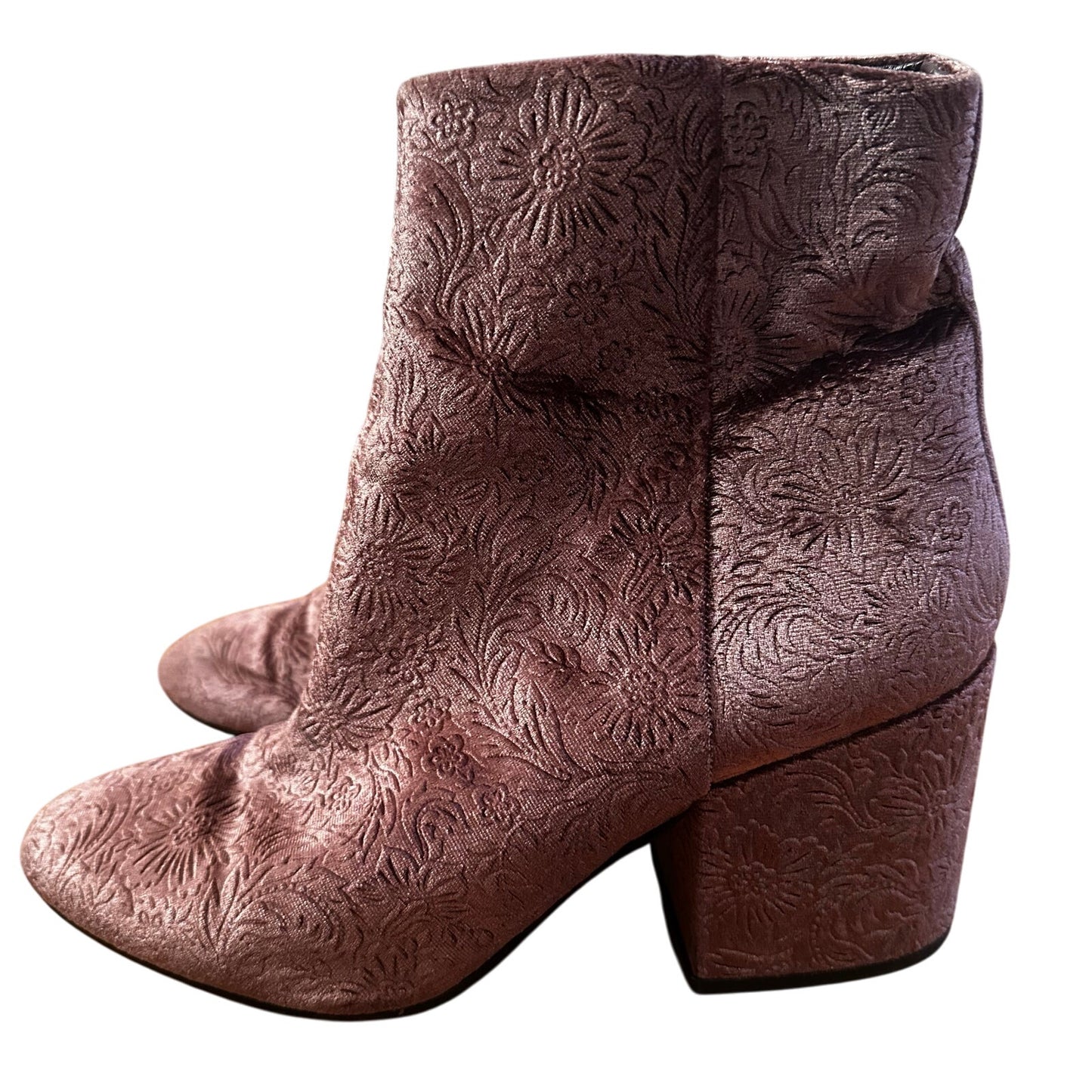 Sam Edelman Taye mauve purple velvet floral embossed ankle bootie SIZE 10