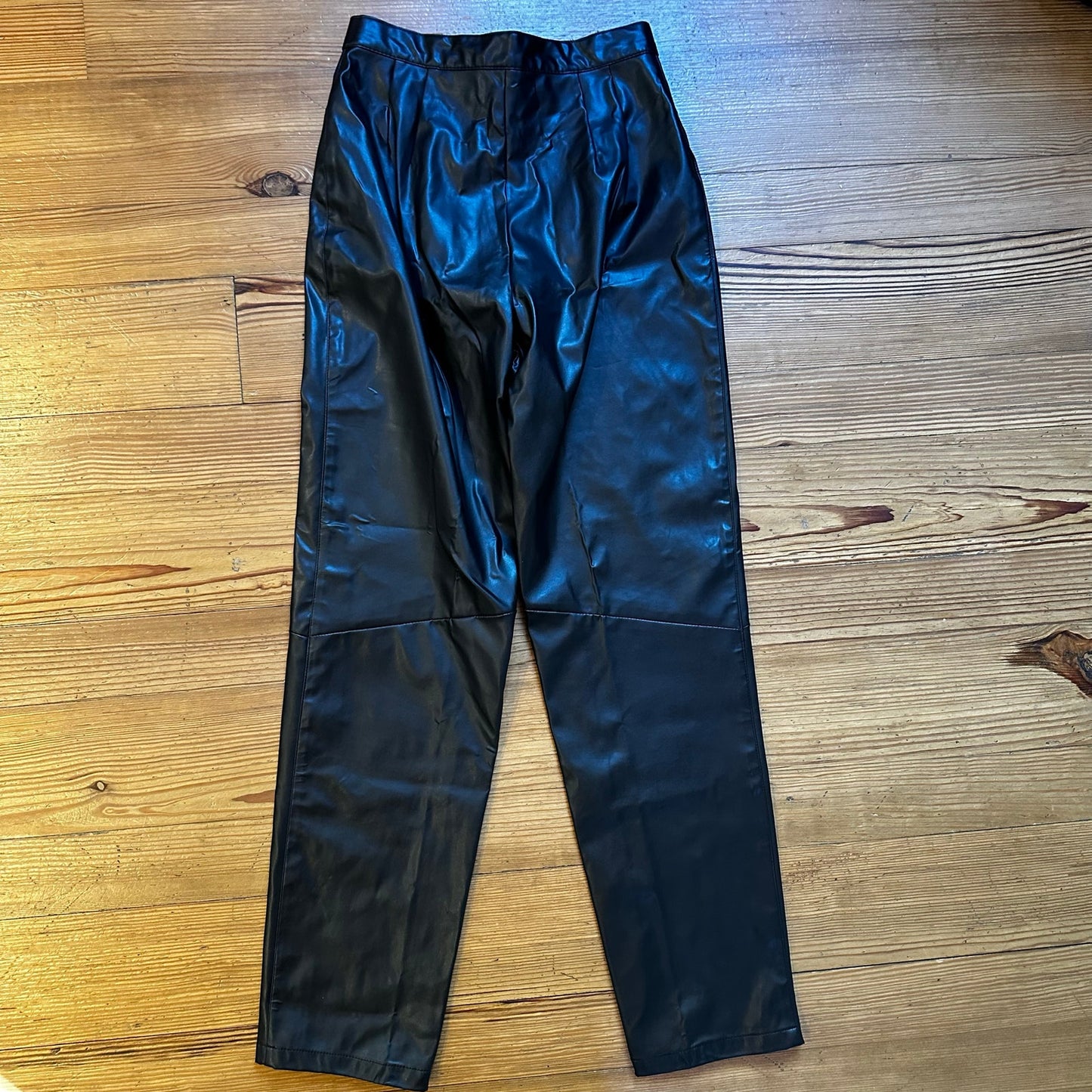 Carolina Blues black faux leather high rise straight leg pants SIZE 4