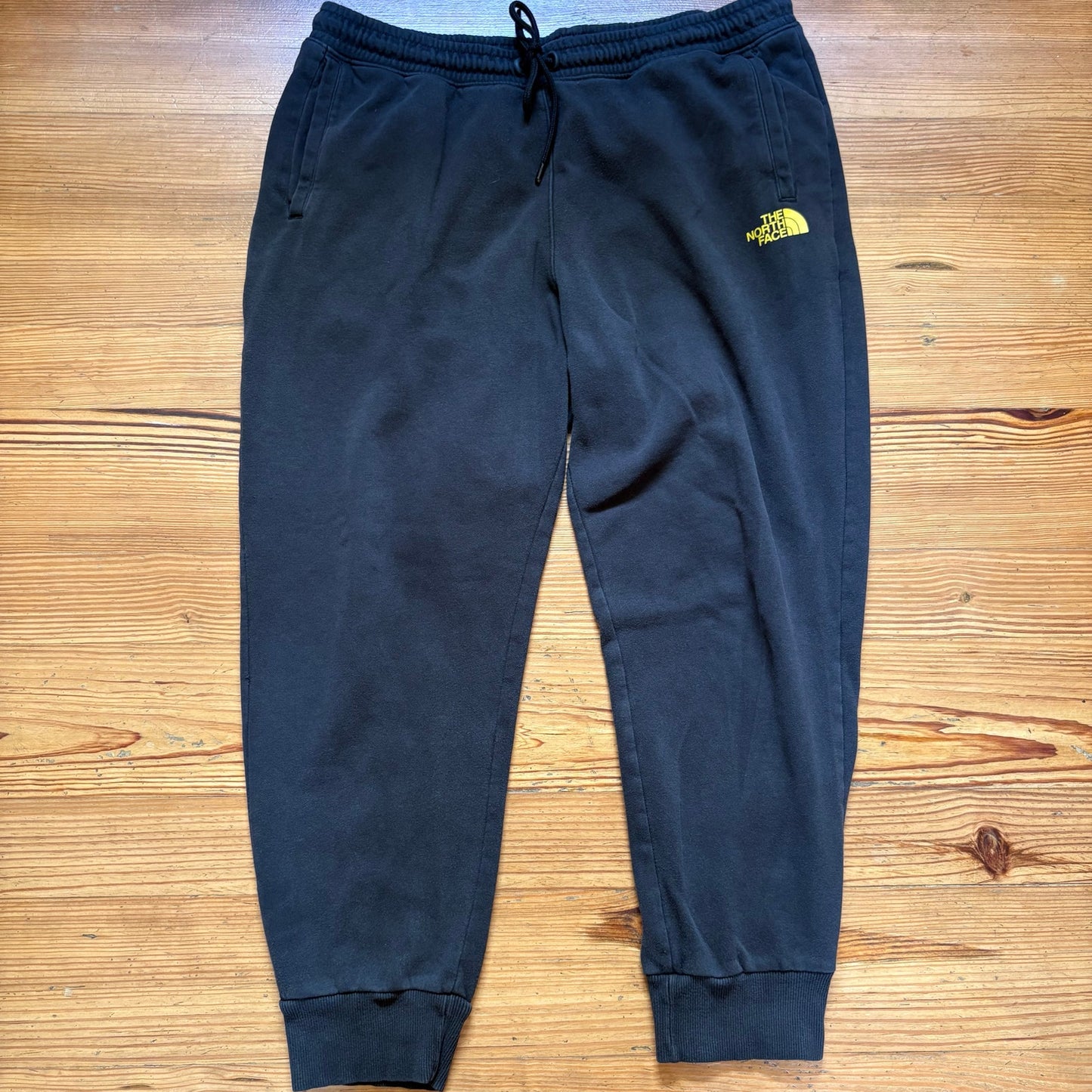 The North Face black elastic waistband yellow logo mens sweatpants SIZE XL