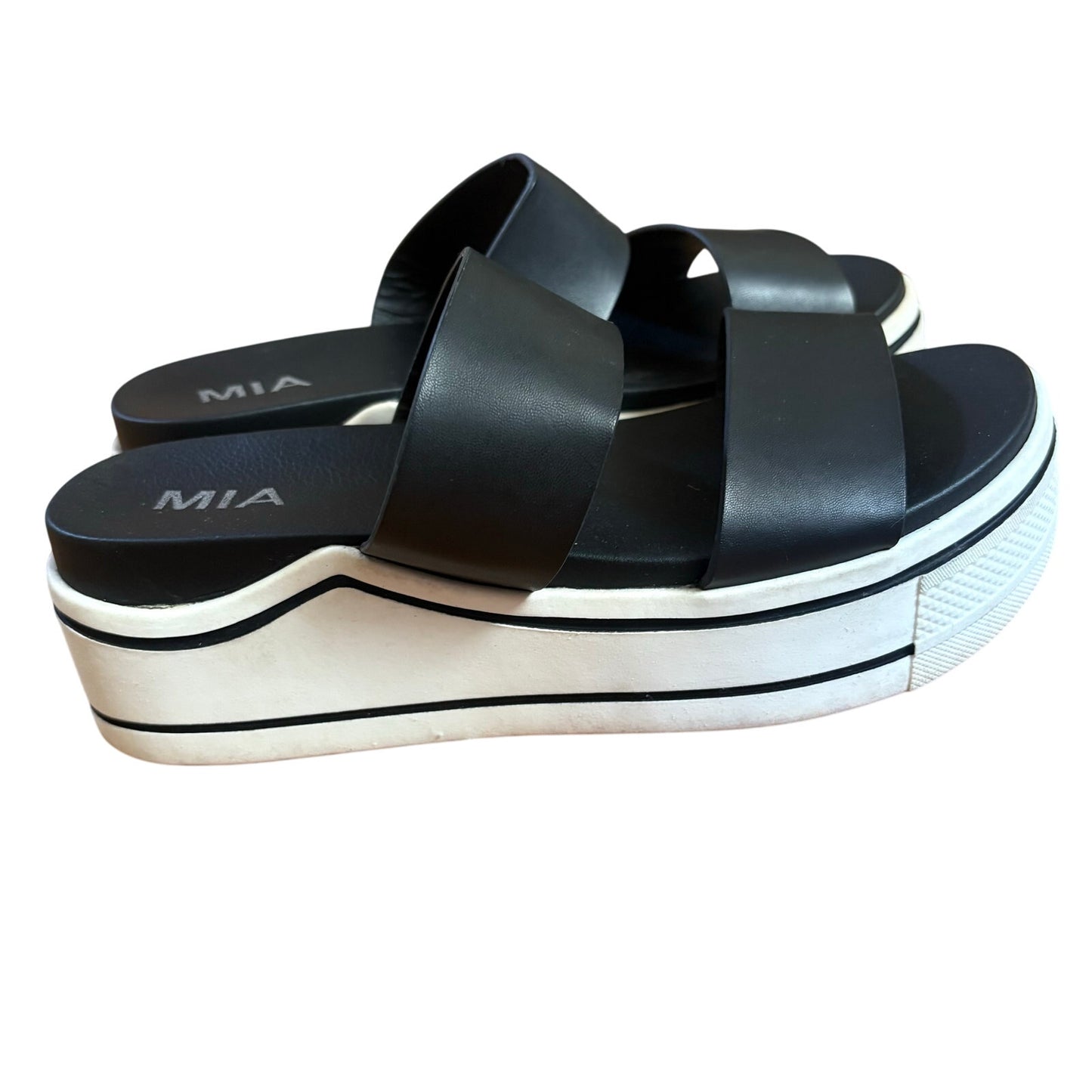 Mia Jezzie black white platform double strap sandals SIZE 8