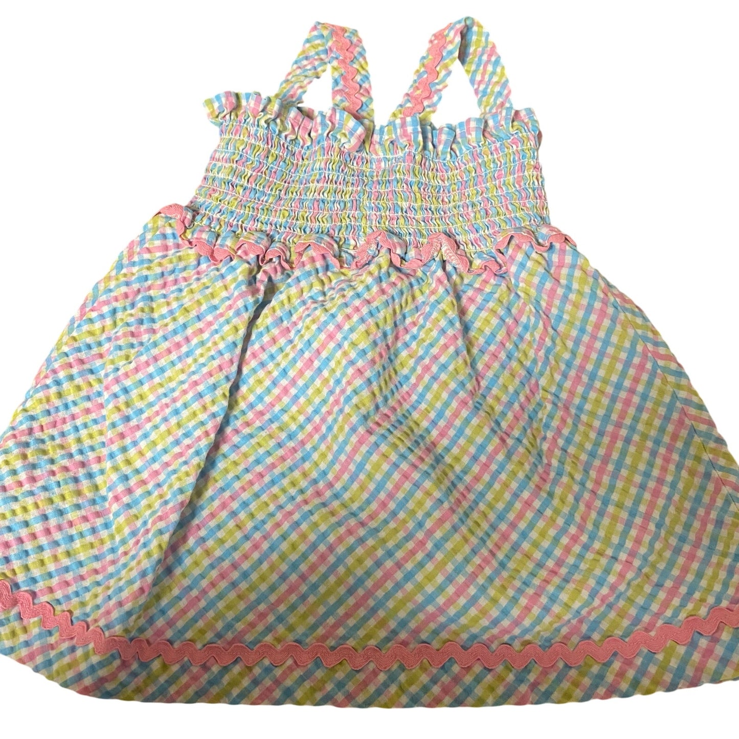 Patsy Aiken pastel pink blue smocked floral embroidered tank dress SIZE 3