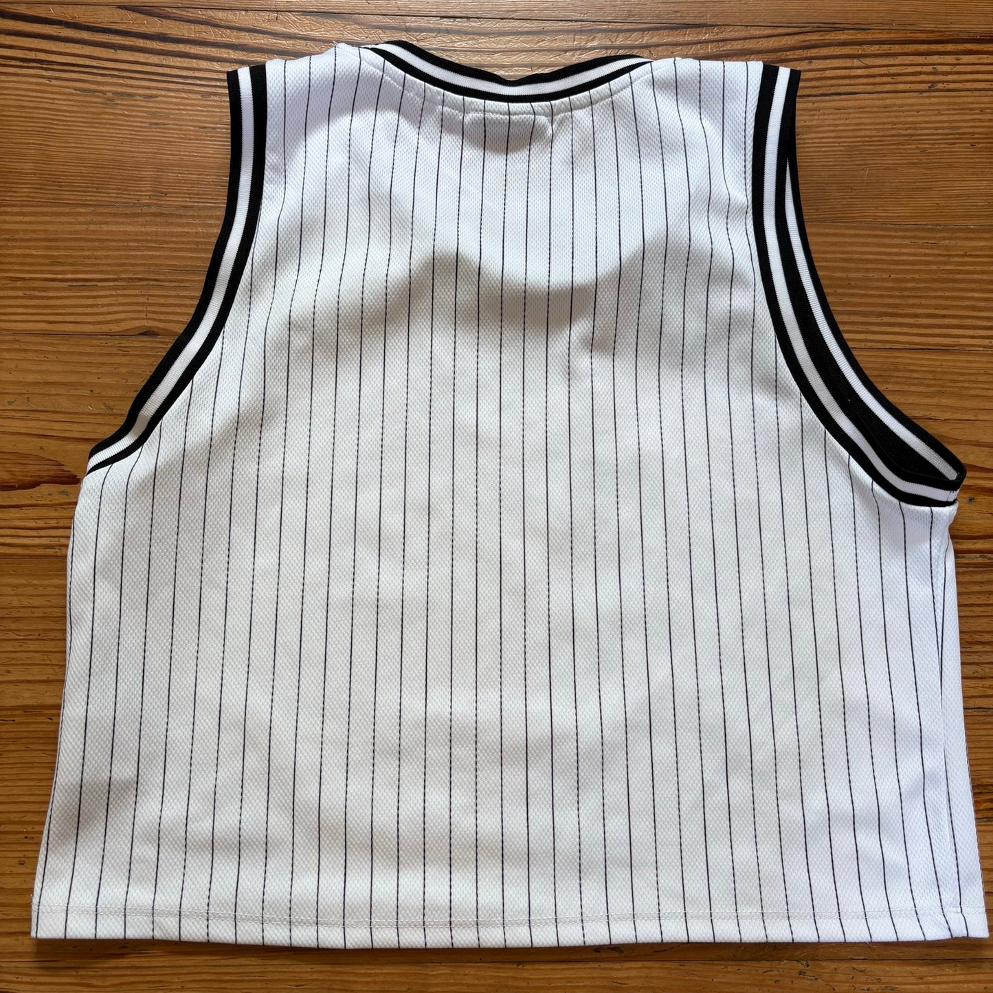 Pepsi soda logo black white pin striped sleeveless jersey shirt SIZE XL