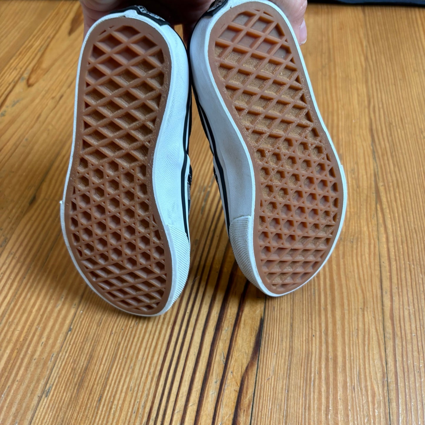 VANS gray black checkered low top slip on kids sneakers SIZE 11