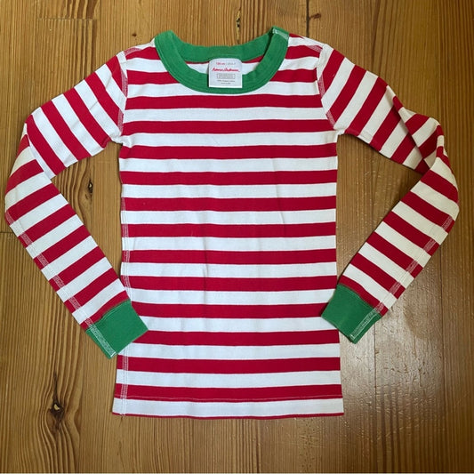Hanna Andersson Christmas red white striped long sleeve tee SIZE 6-7