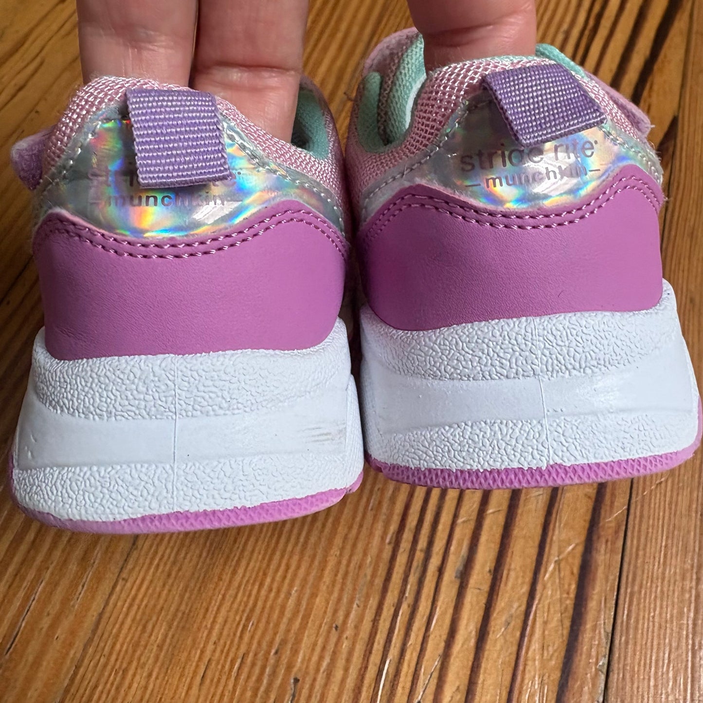 Stride Rite purple pink slip on elastic laces toddler sneakers SIZE 7M