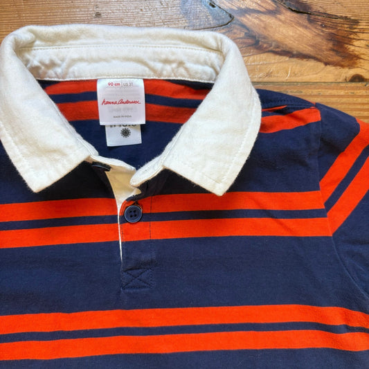 Hanna Andersson orange blue striped short sleeve polo shirt SIZE 3T