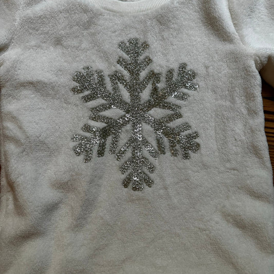 NWT Cynthia Rowley white fleece sequin snowflake sweater SIZE 4