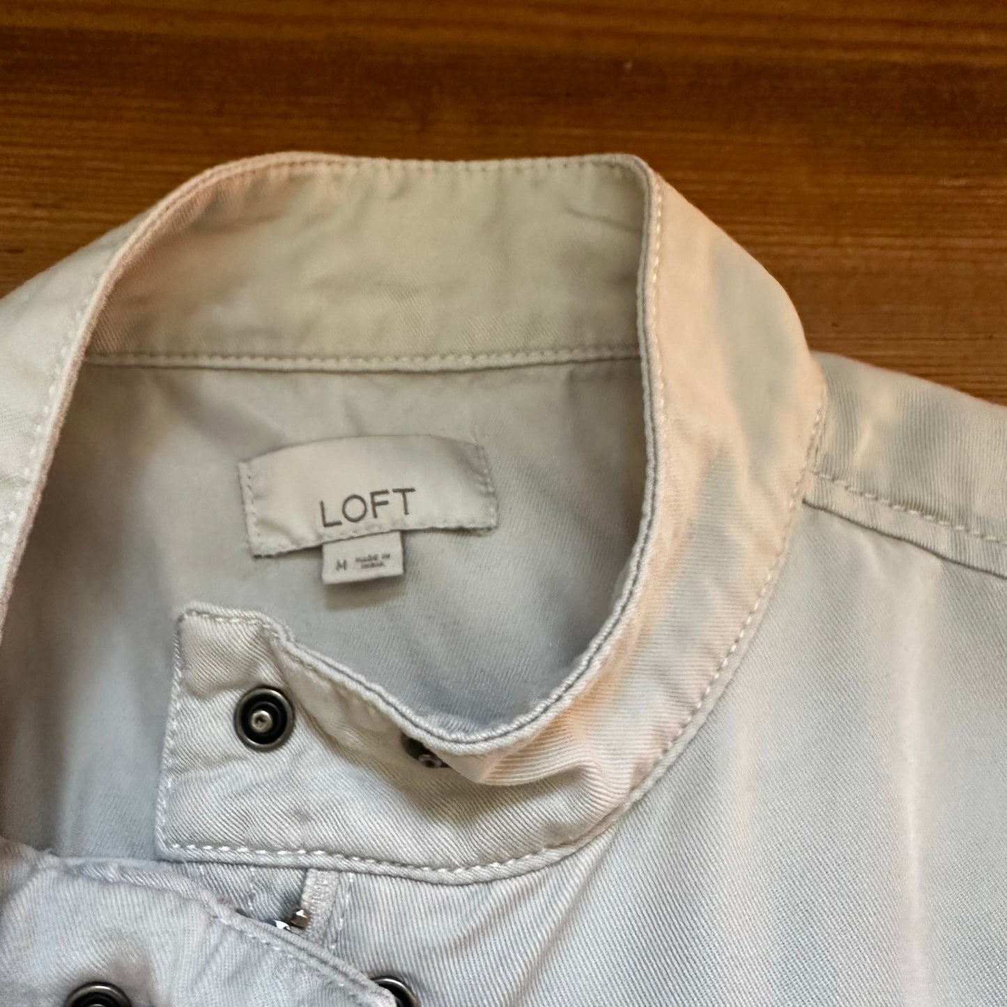 LOFT cream long sleeve full zip snap utility jacket SIZE M