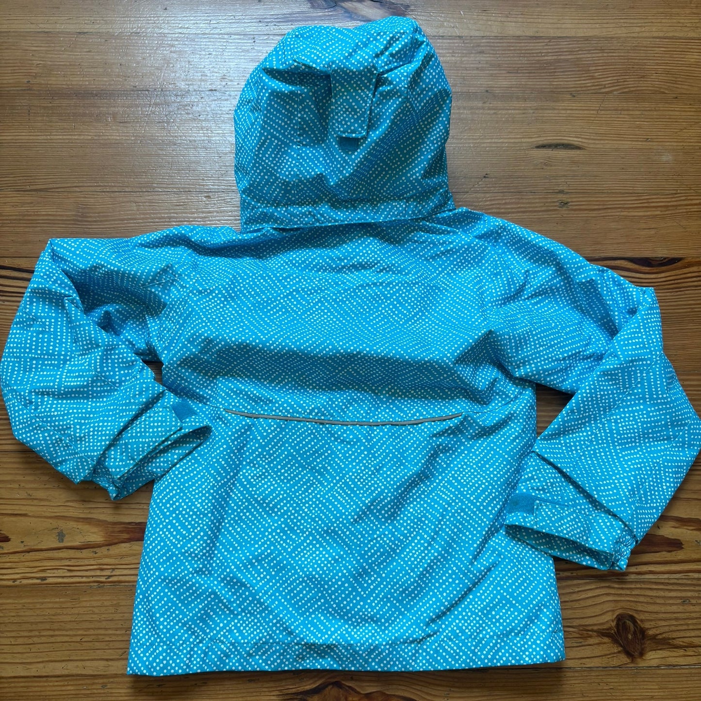 Columbia light blue white dotted full zip hooded girls coat SIZE XS