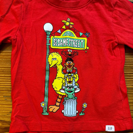 Gap red long sleeve Seseme Street graphic shirt SIZE 12-18M