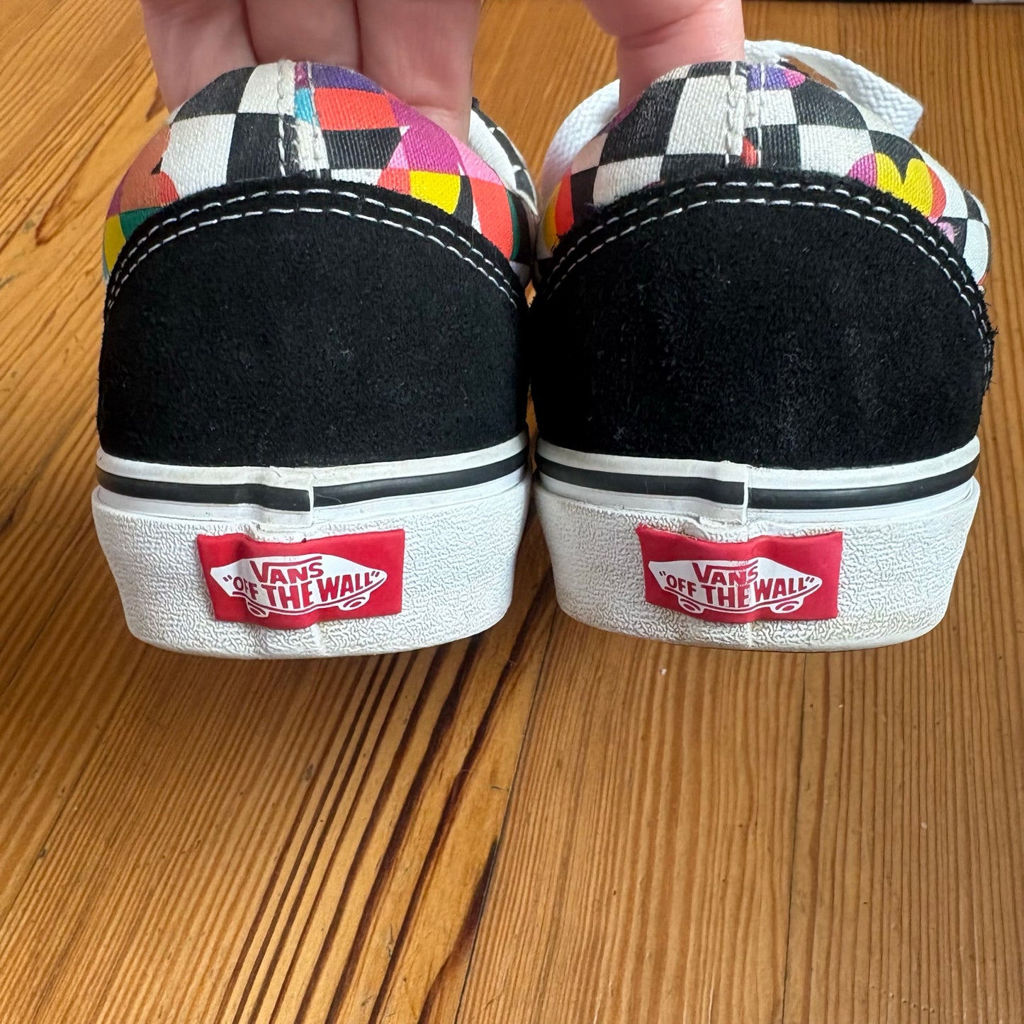 VANS black white checkered colorful low top suede unisex sneakers SIZE M8 W9.5