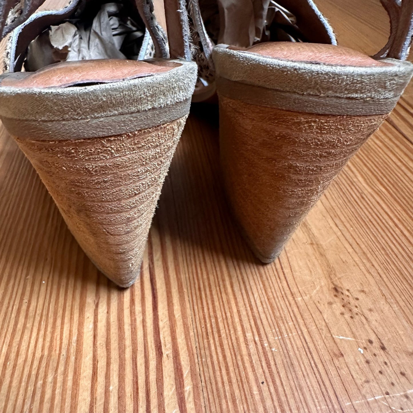 Jeffrey Campbell angora brown jaguar leather heeled sandal SIZE 7