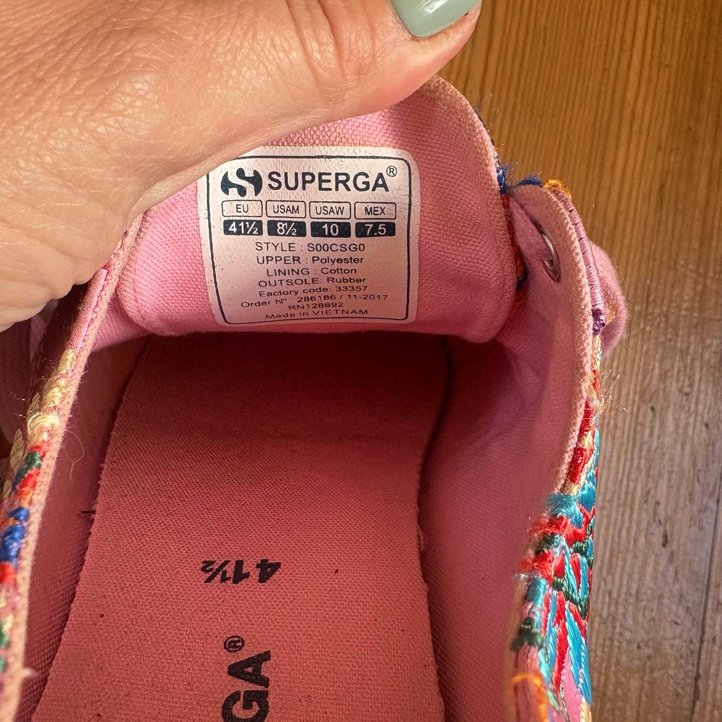 Superga pink floral colorful satin low top lace sneakers SIZE 10