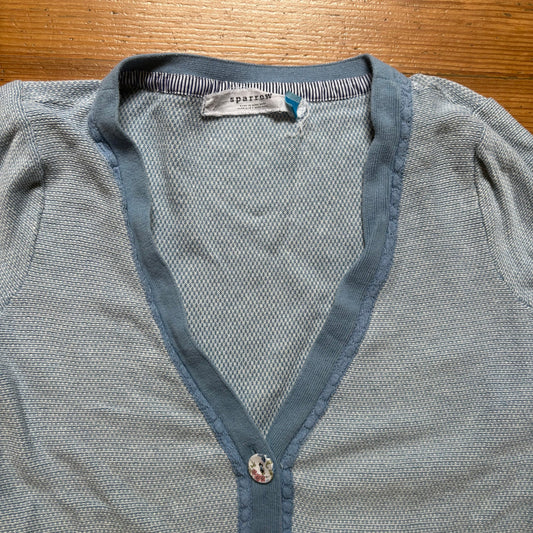 Sparrow blue white cottage floral button cardigan sweater SIZE M