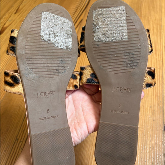 J.Crew cheetah calf hair beige sole slip on sandals SIZE 8
