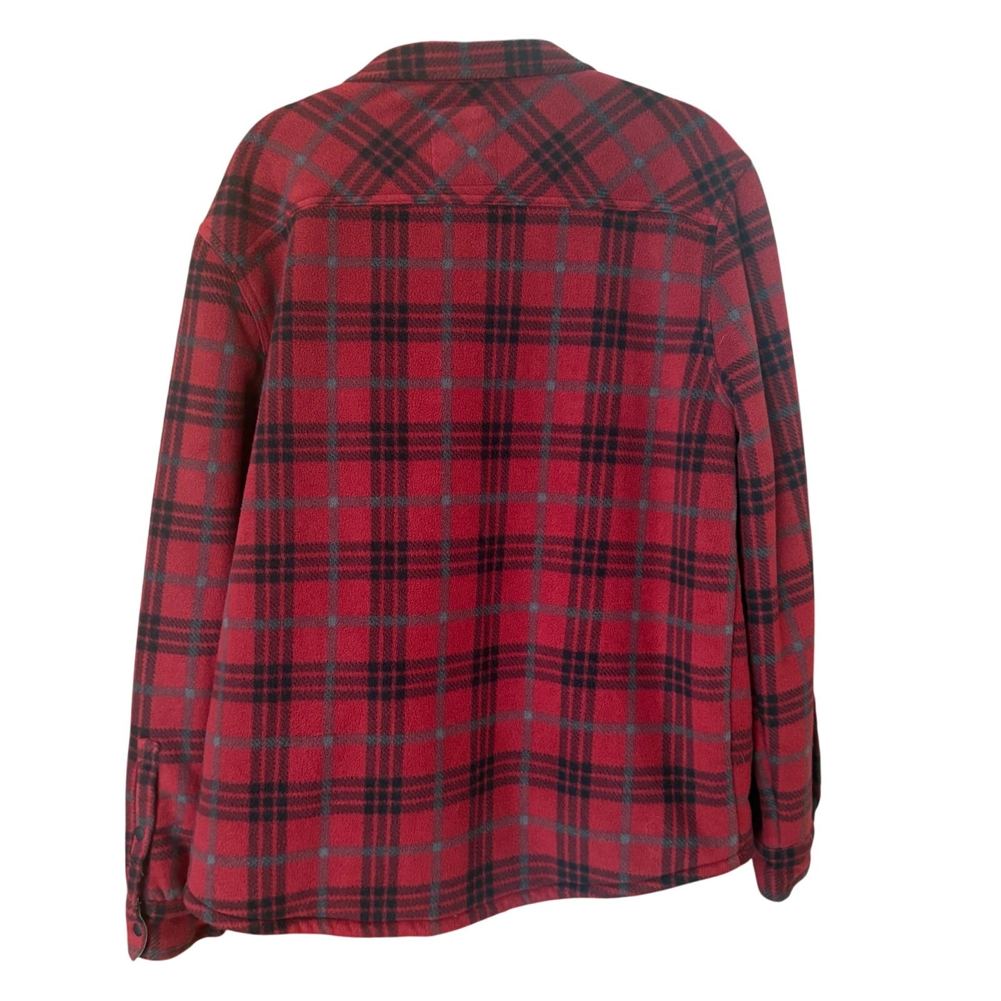 Voyage red buffalo plaid fleece lined snap mens sweater jacket SIZE L