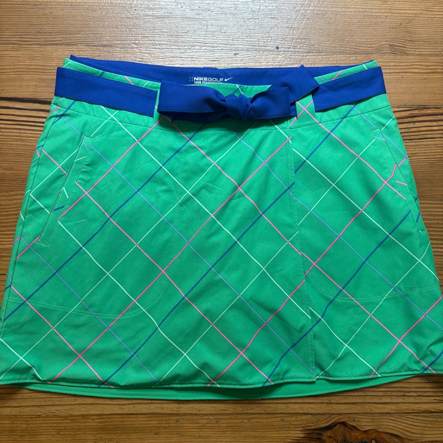 Nike Golf green check royal blue reversible womens skort SIZE 10