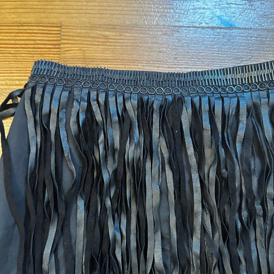 MLV black faux leather fringe mini skirt SIZE XS