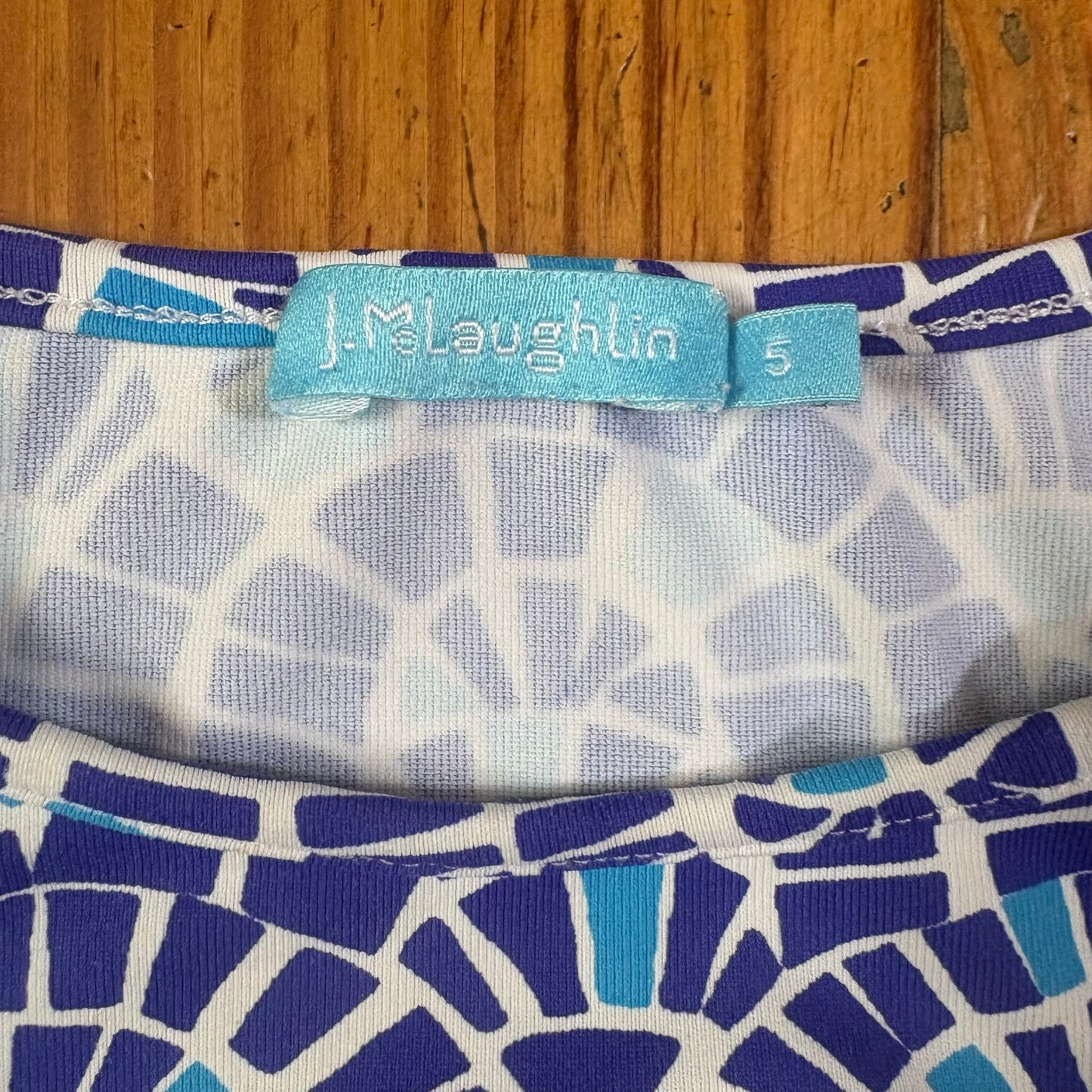 J. McLaughlin blue white performance fabric girls short sleeve dress SIZE 5