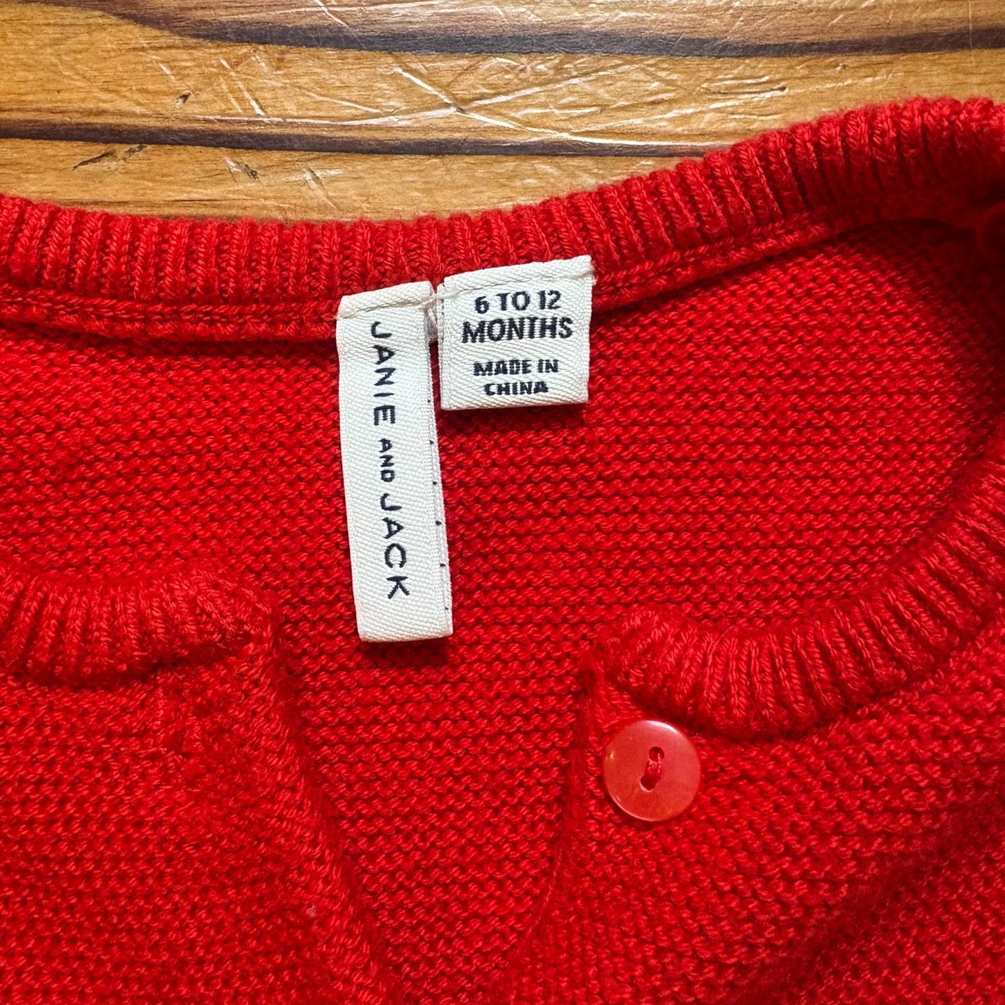 Janie and Jack red knit button up baby cardigan sweater SIZE 6-12