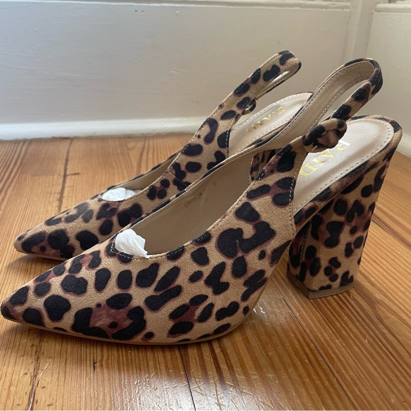 NWT RAID Brook cheetah sling back block heeled shoes SIZE 8