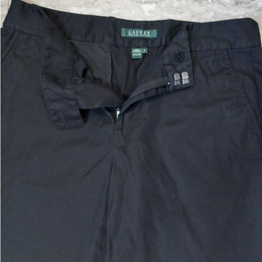 Ralph Lauren black relaxed fit cuffed bottom cotton trouser SIZE 6