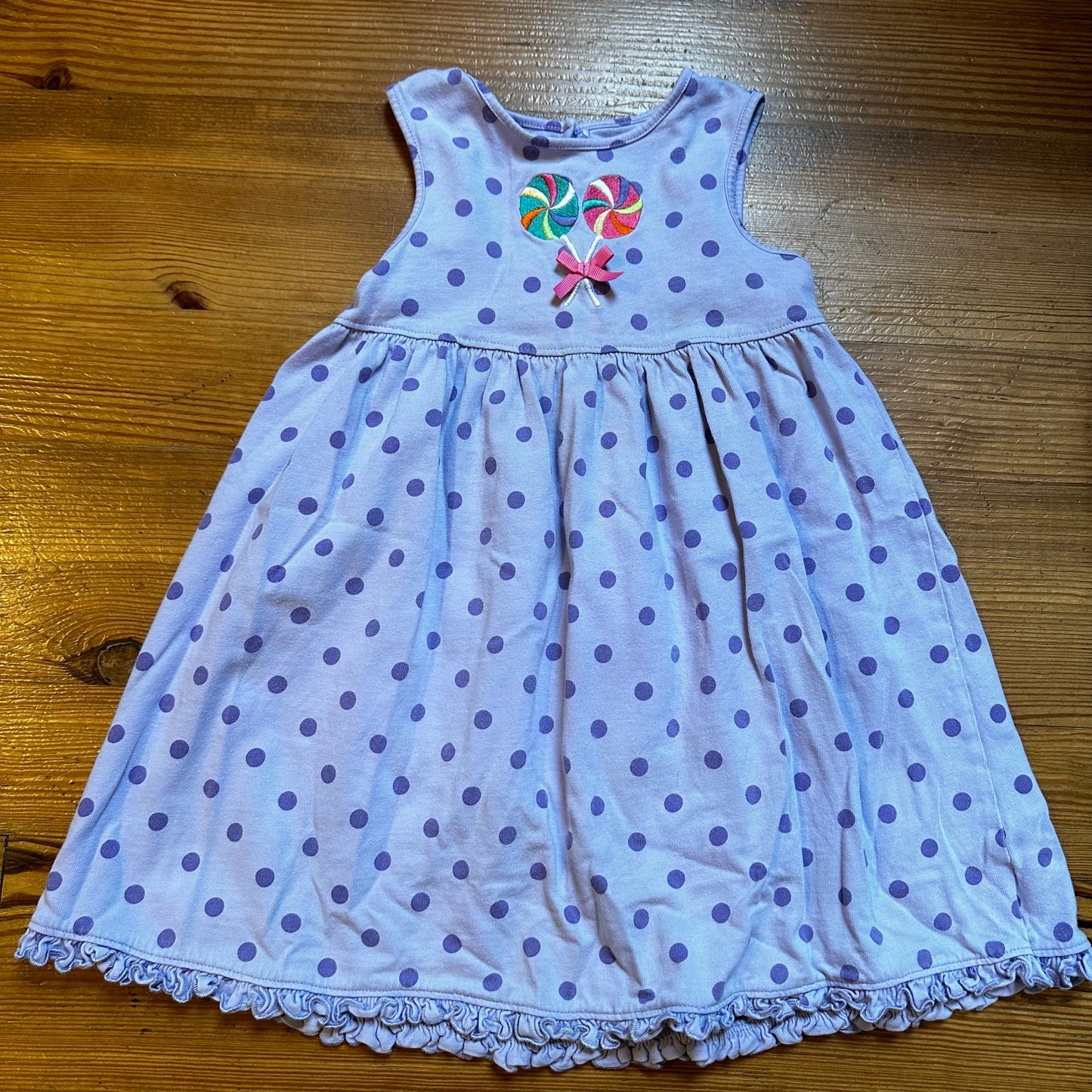 J. Khaki purple polkadot sleeveless candy applique dress SIZE 6T