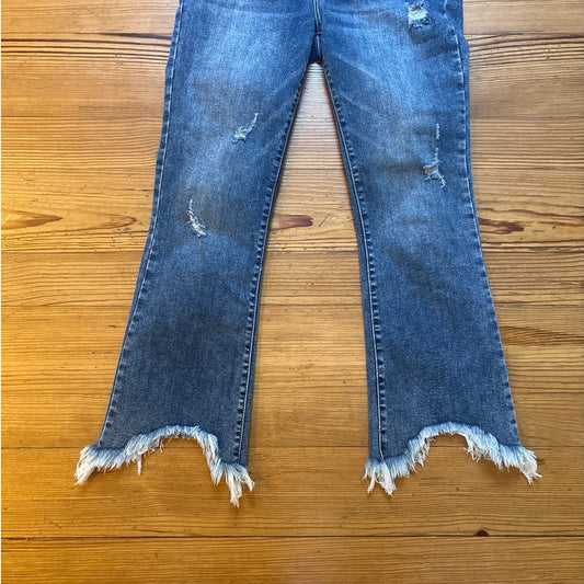 Hidden Jeans medium wash distressed cropped raw hem boho jeans SIZE 28