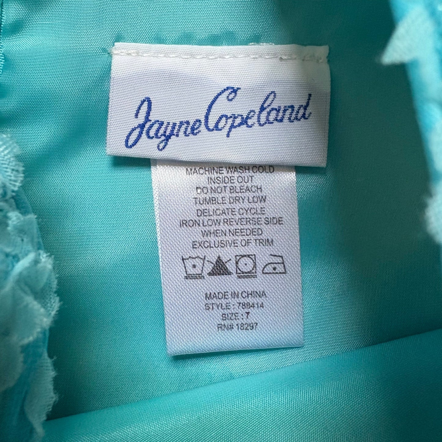 Jayne Copeland turquoise blue floral sleeveless tulle formal girls dress SIZE 7