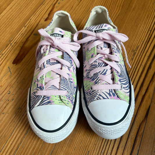 Converse All Star low top purple foliage low top girls platform sneakers SIZE 3
