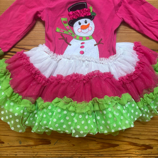 Emily Rose pink snowman winter long sleeve tutu dress SIZE 2T