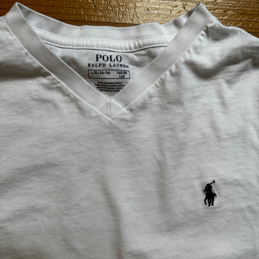 Polo Ralph Lauren white navy pony long sleeve shirt SIZE 14