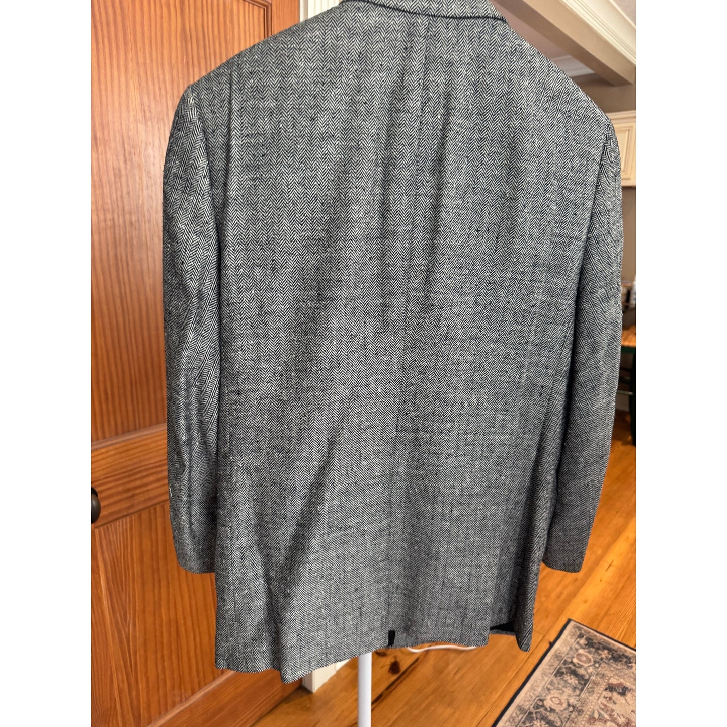 COUNTESS MARA Vintage Mens Blazer Jacket Suit Coat Black Tweed 42 Regular