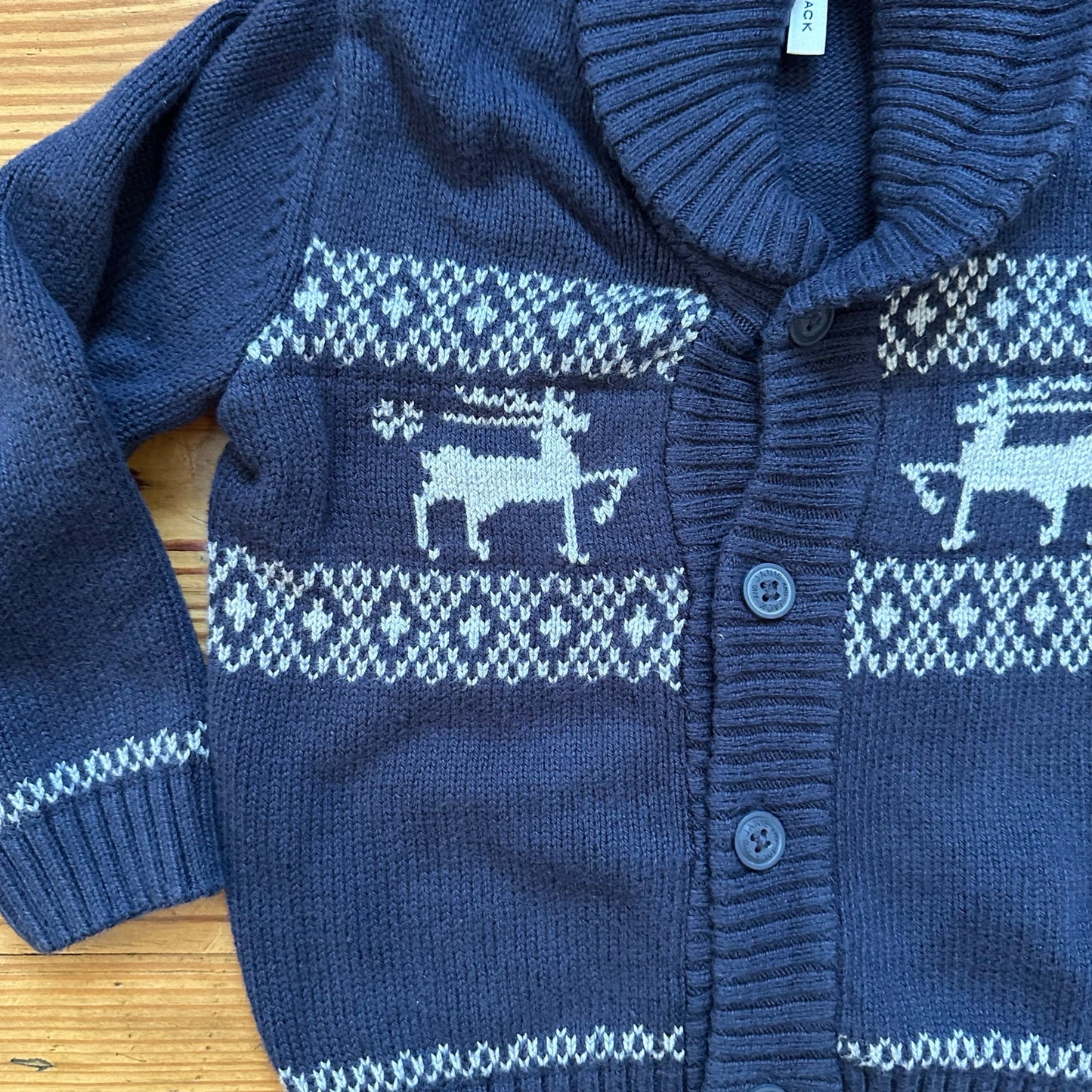 Janie and Jack navy blue knit reindeer button cardigan SIZE 2