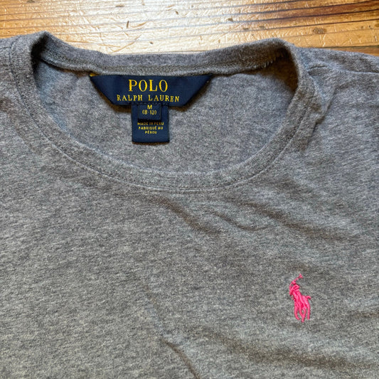 Polo Ralph Lauren gray pink pony short sleeve shirt SIZE M