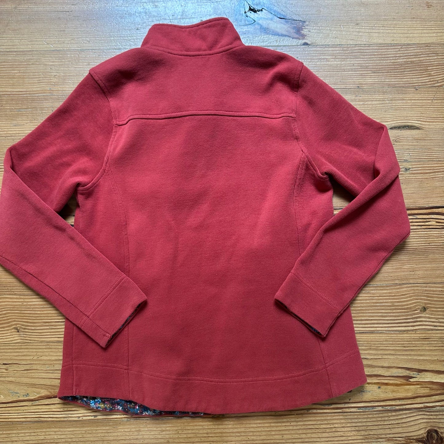 Orvis Signature Softest red floral lined quarter zip sweater SIZE S