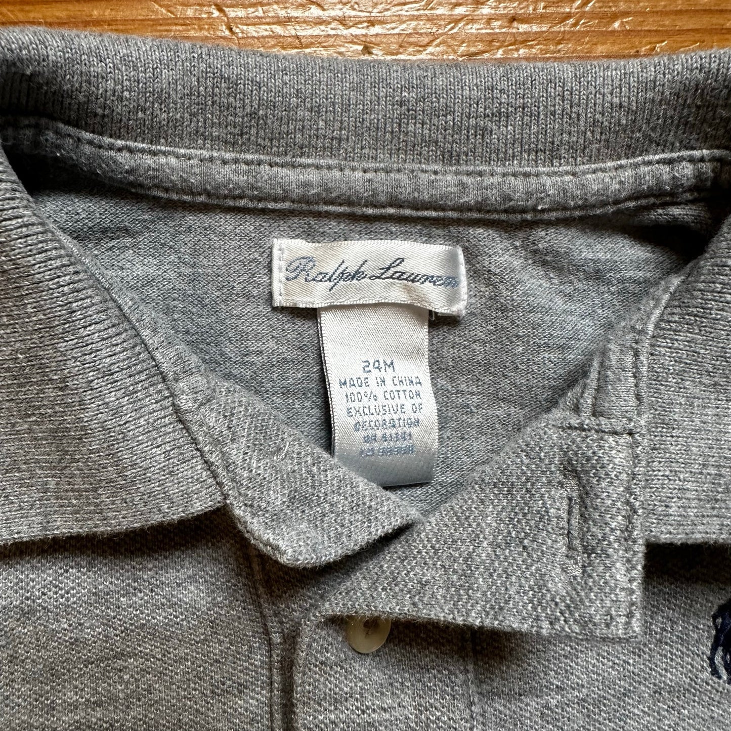 Ralph Lauren gray navy pony long sleeve polo shirt SIZE 24M