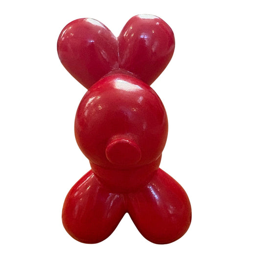 Wooden carved red painted ballon dog sculpture