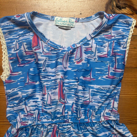 Sullivan Row blue sailboat nautical sleeveless girls dress SIZE 4