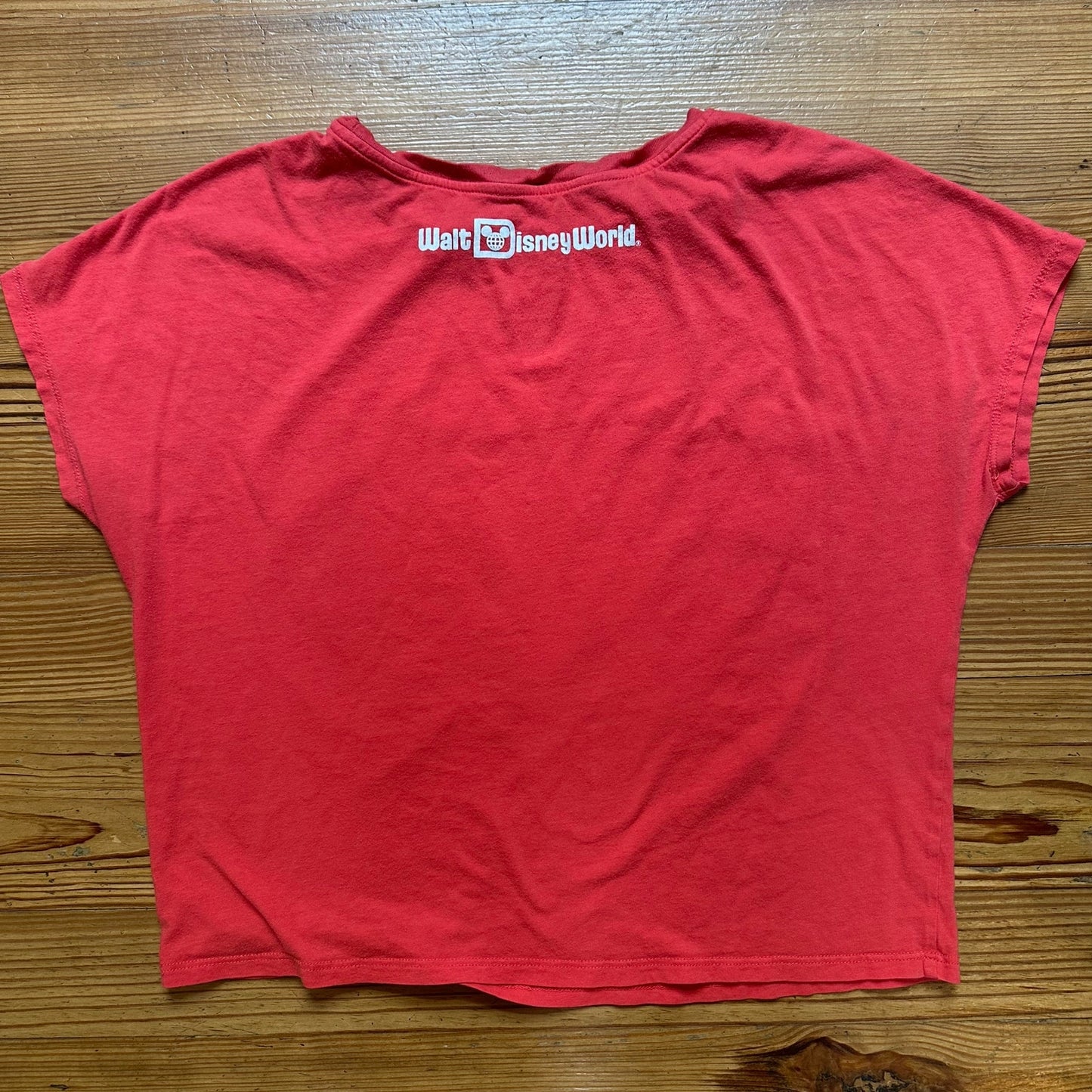 Disney red rainbow Minnie cotton cropped oversized graphic shirt SIZE S