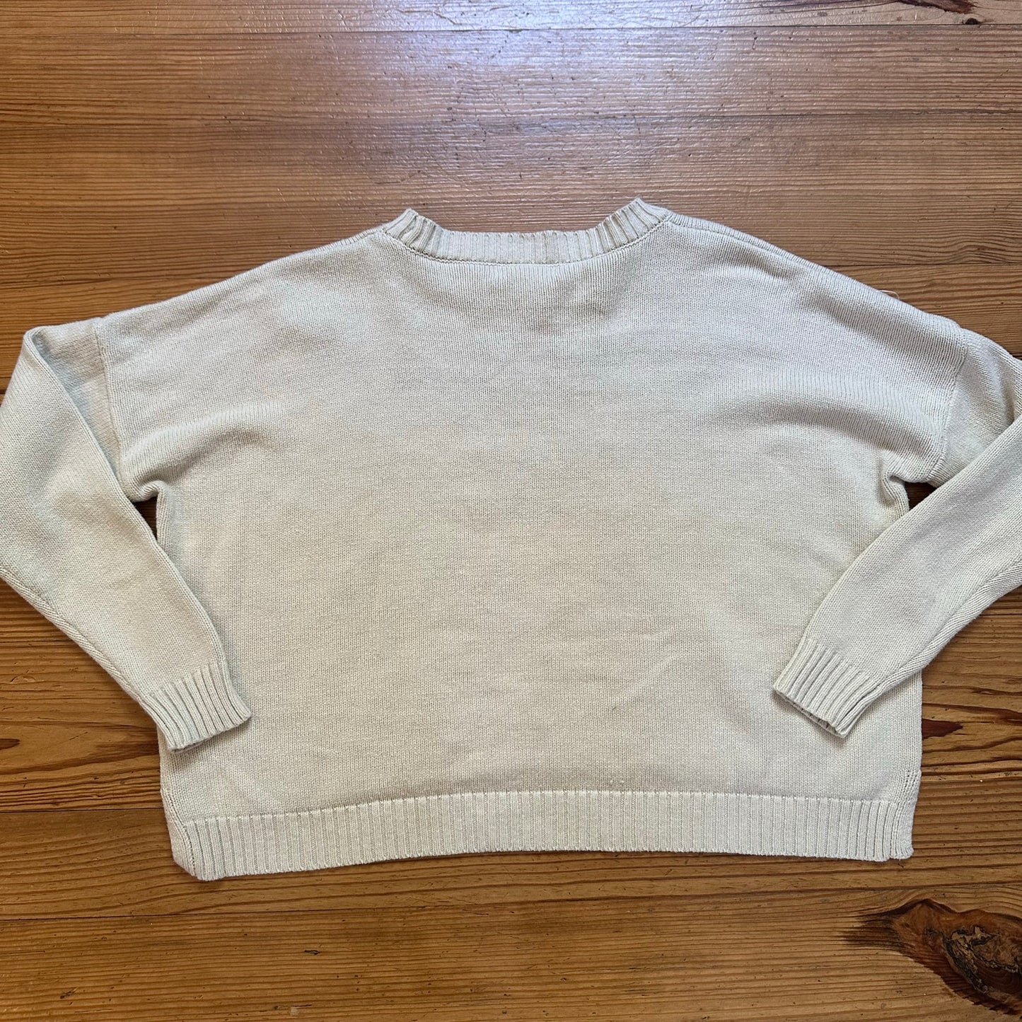 Moon & Madison cream Sunday Funday oversized knit cropped sweater SIZE L