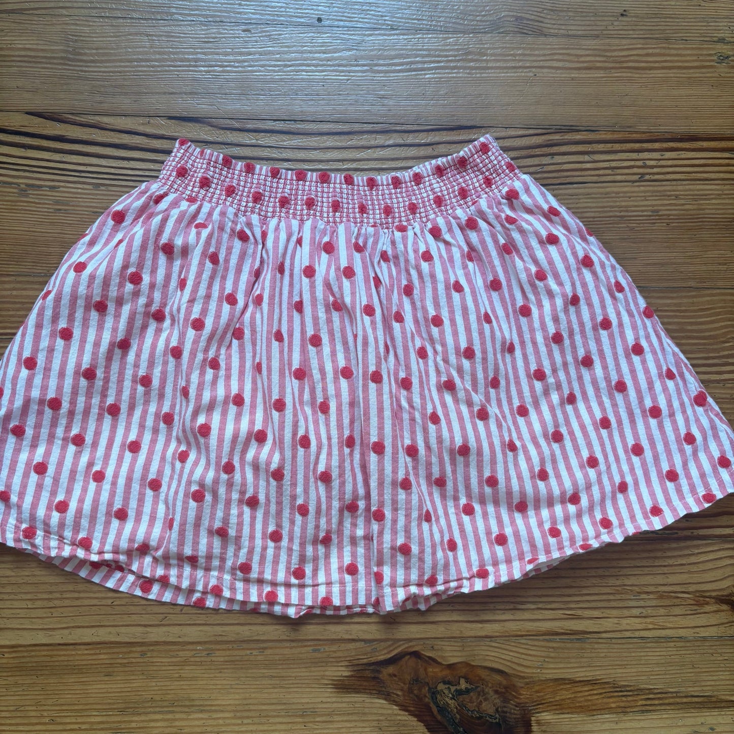 Mini Boden red white striped polka dot shorts lined girls skirt SIZE 9
