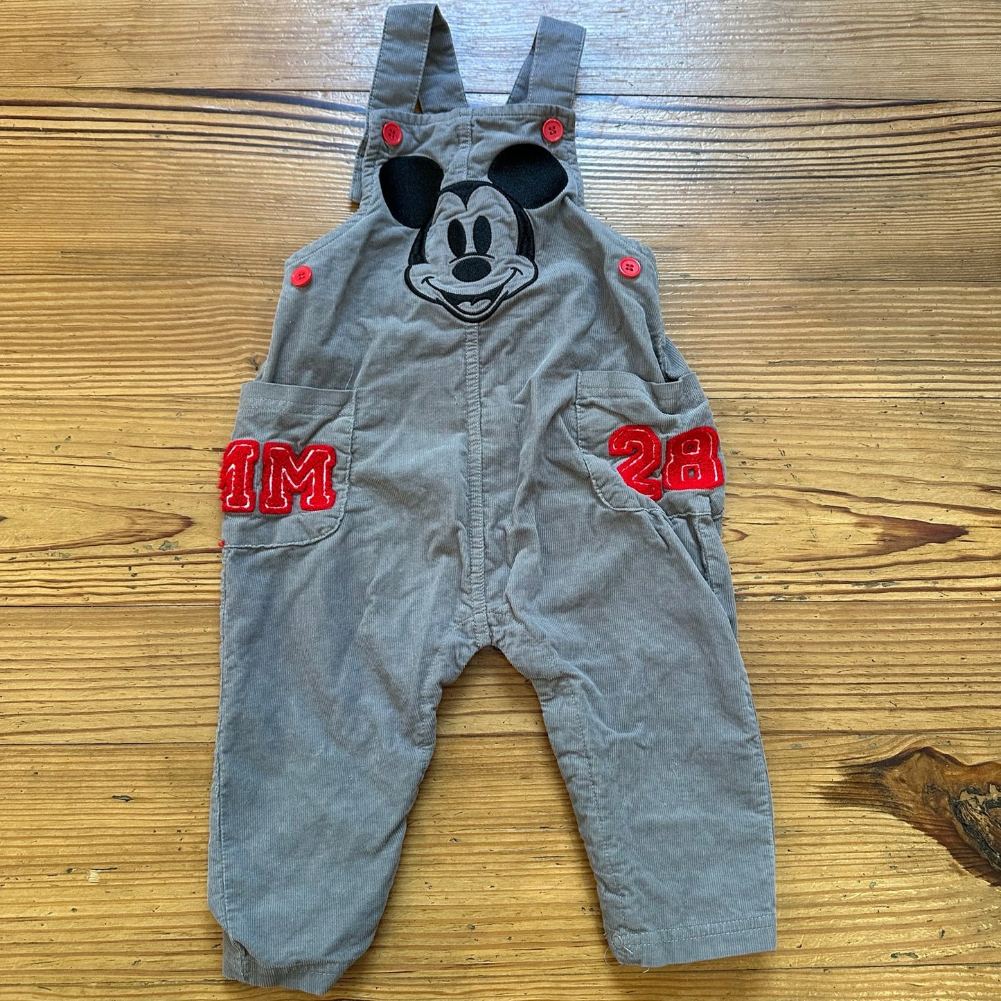 Disney gray corduroy Mickey Mouse overall pants SIZE 18M