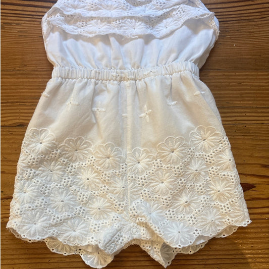 Mud Pie white lace tank shorts baby romper SIZE 24M