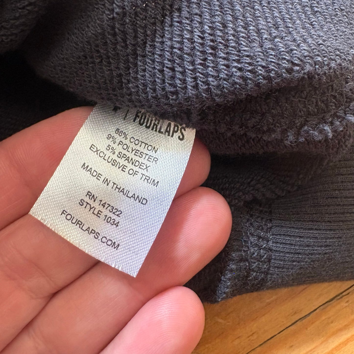 Fourlaps Peloton black gray lettering full zip mens hooded sweater SIZE L