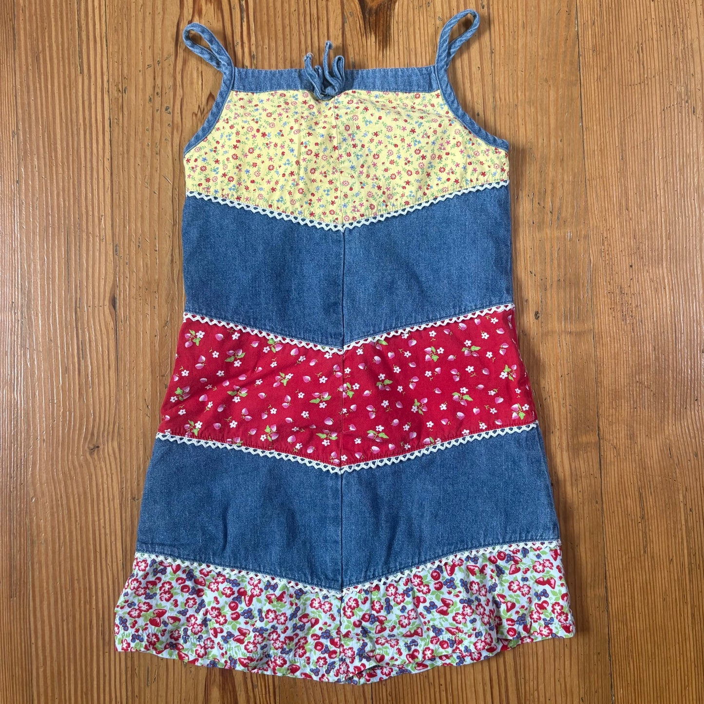 The Children's Place 90s jean floral fabric girls dress SIZE 6