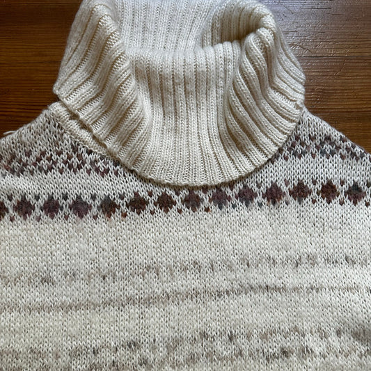 Free People cream neutral oversized short sleeve tunic turtleneck sweater SIZE M